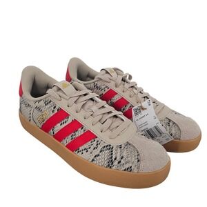 Adidas VL Court 3.0 Snakeskin Red Stripe Gum Sole Sneakers JR8670 Mens 8.5 US 10